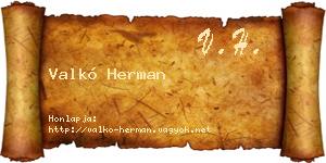 Valkó Herman névjegykártya